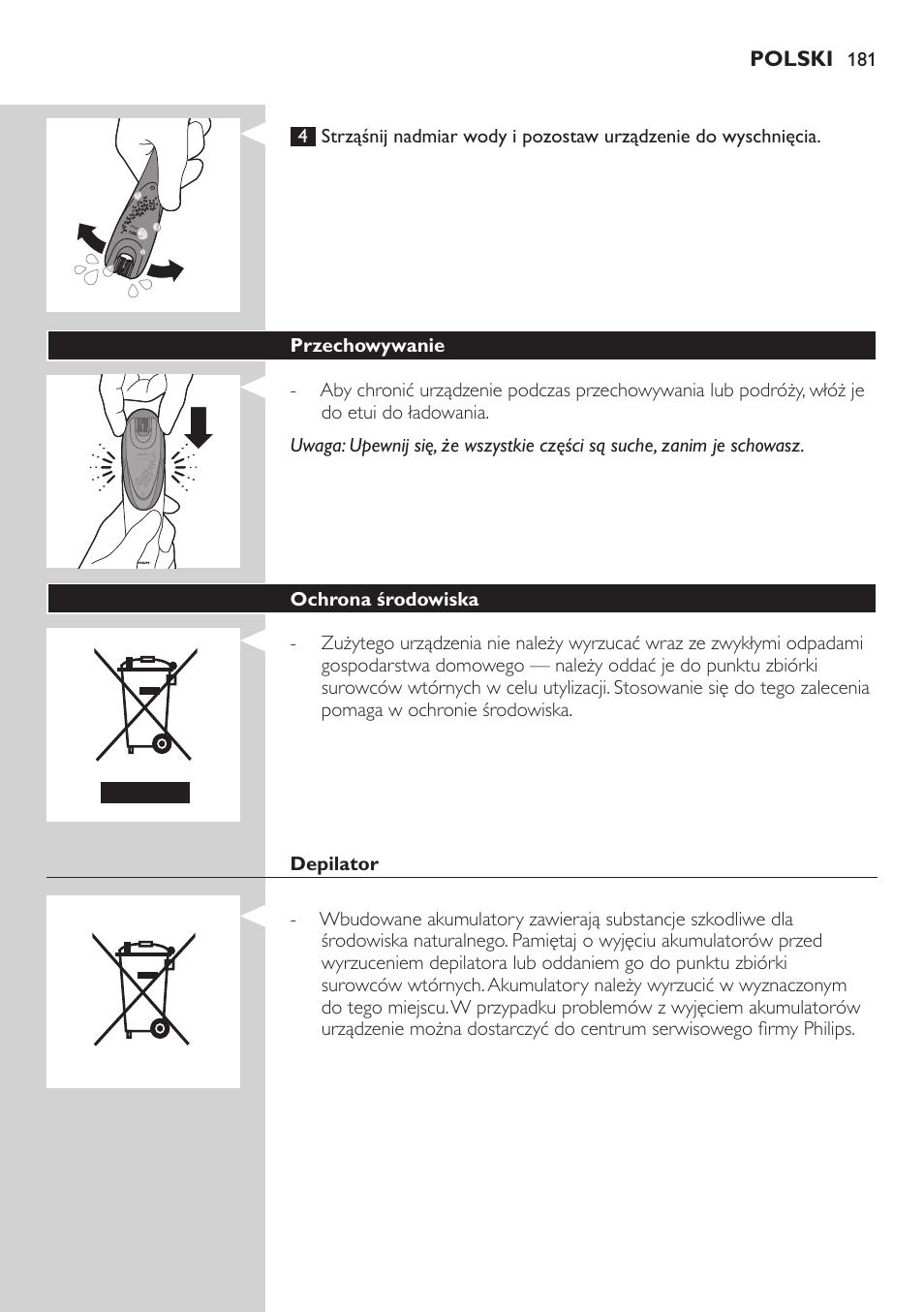 Philips Satin Intimate Depiladora para las zonas íntimas User Manual | Page 181 / 232