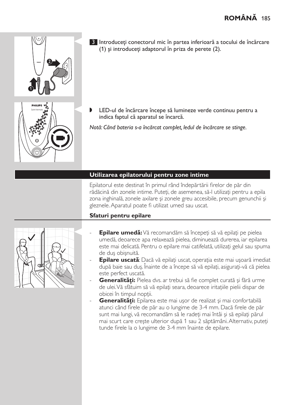 Philips Satin Intimate Depiladora para las zonas íntimas User Manual | Page 185 / 232