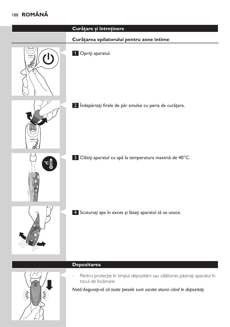 Philips Satin Intimate Depiladora para las zonas íntimas User Manual | Page 188 / 232