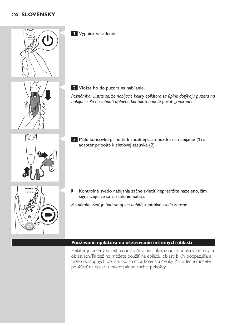 Philips Satin Intimate Depiladora para las zonas íntimas User Manual | Page 200 / 232