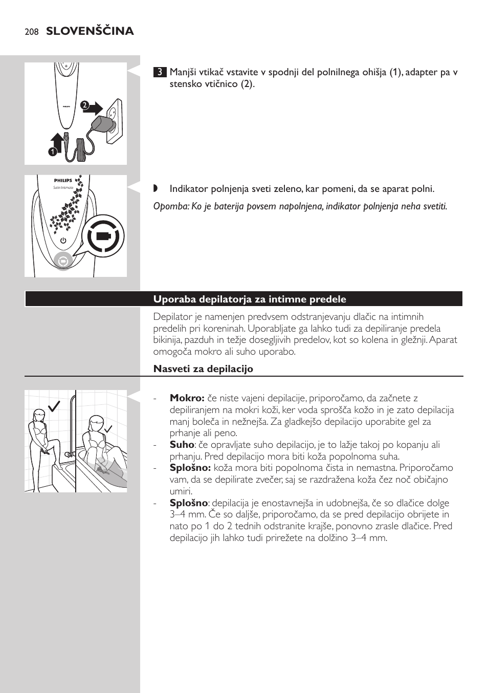 Philips Satin Intimate Depiladora para las zonas íntimas User Manual | Page 208 / 232