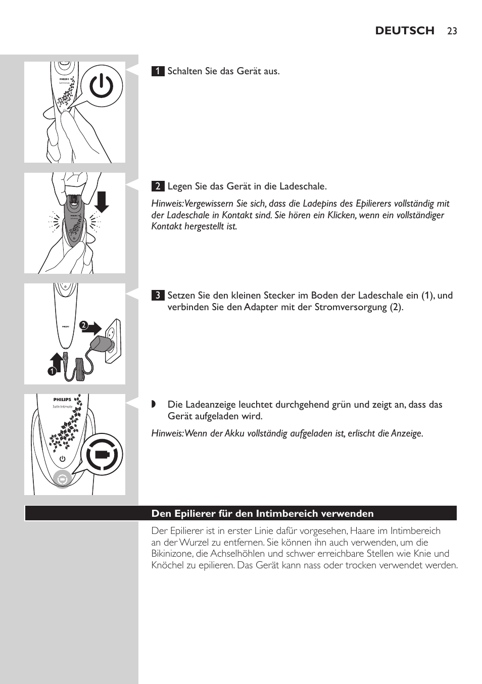 Philips Satin Intimate Depiladora para las zonas íntimas User Manual | Page 23 / 232