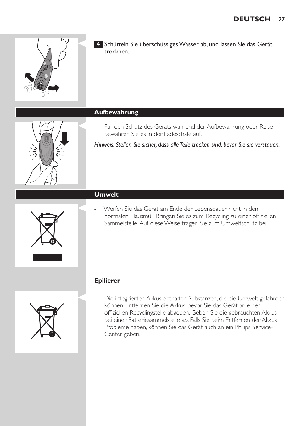 Philips Satin Intimate Depiladora para las zonas íntimas User Manual | Page 27 / 232