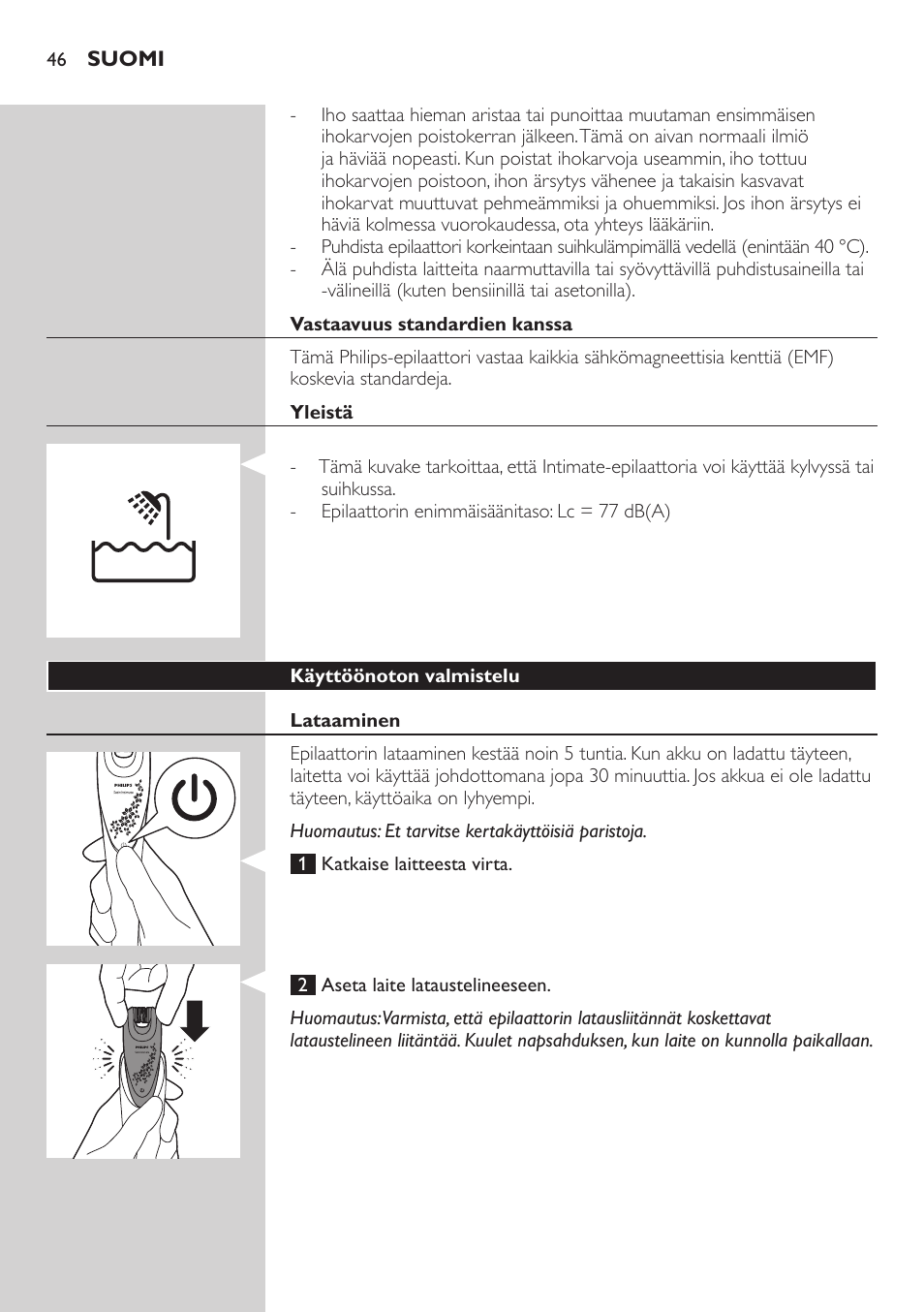 Philips Satin Intimate Depiladora para las zonas íntimas User Manual | Page 46 / 232