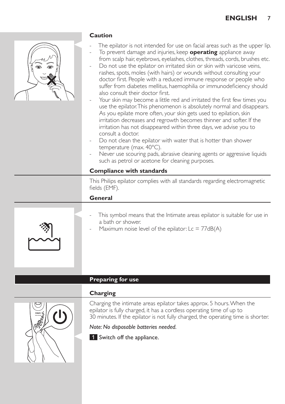 Philips Satin Intimate Depiladora para las zonas íntimas User Manual | Page 7 / 232