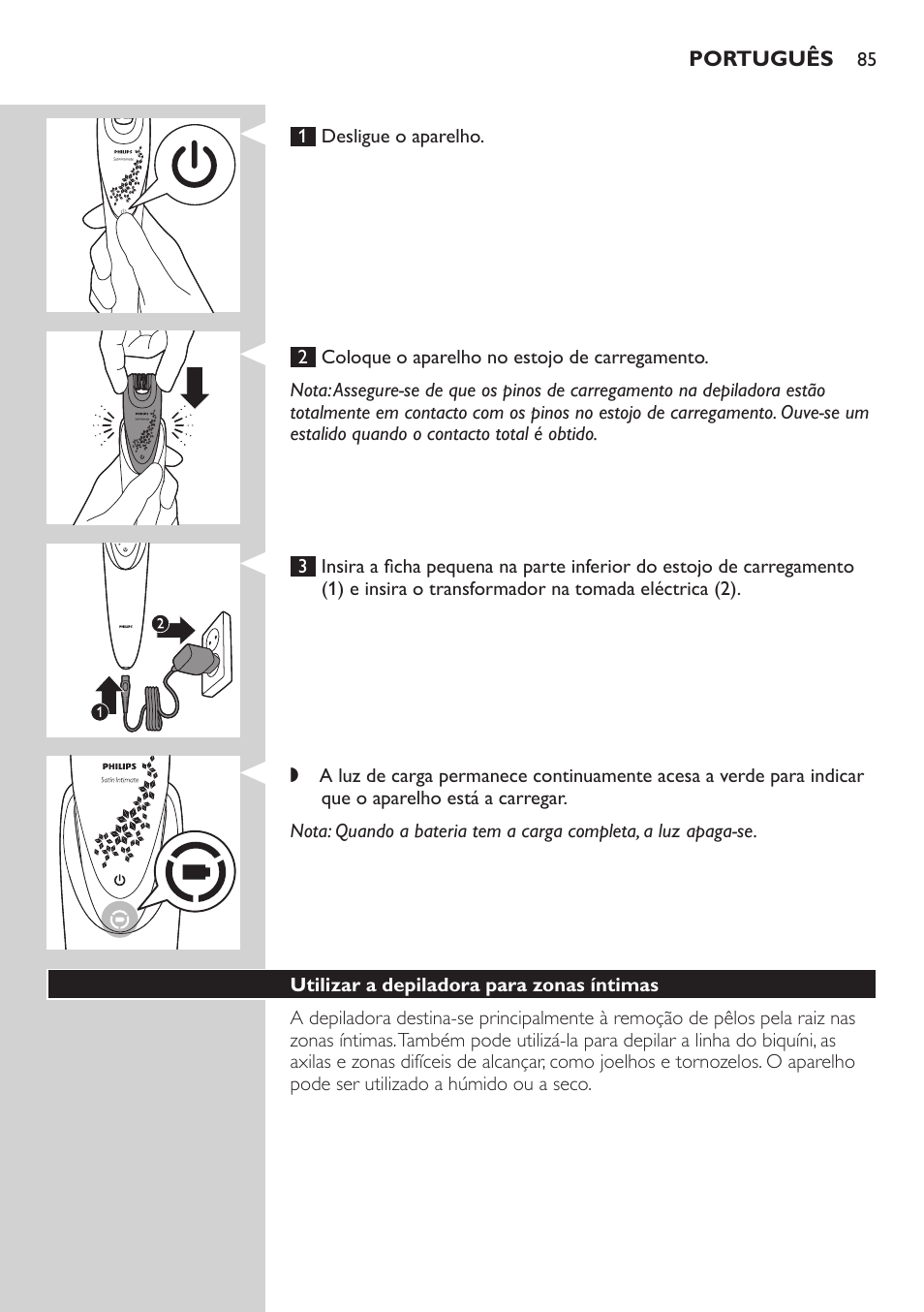 Philips Satin Intimate Depiladora para las zonas íntimas User Manual | Page 85 / 232