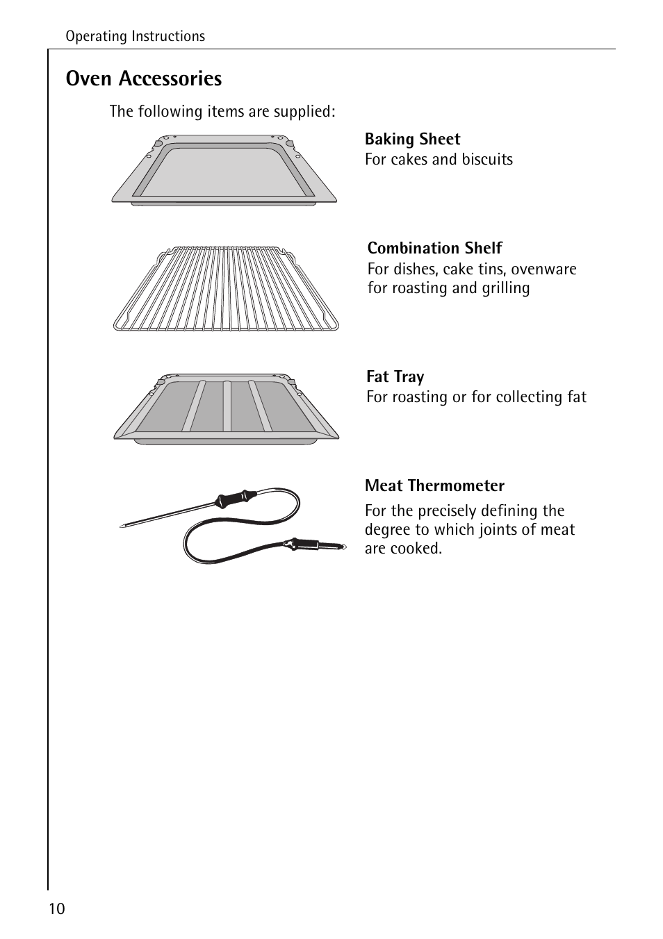 Oven accessories | AEG COMPETENCE B 4130 User Manual | Page 10 / 52