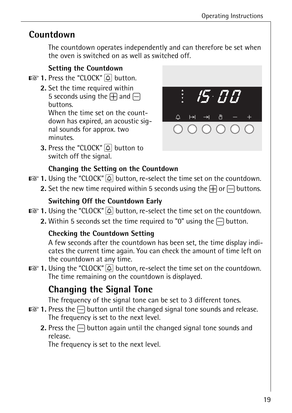 Countdown, Changing the signal tone | AEG COMPETENCE B 4130 User Manual | Page 19 / 52