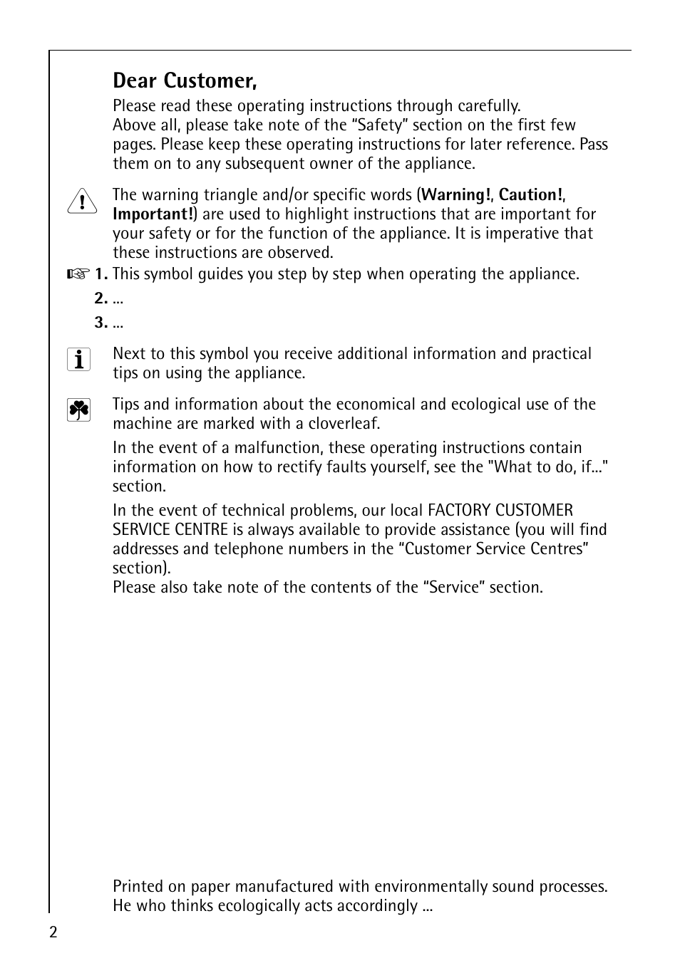 Dear customer | AEG COMPETENCE B 4130 User Manual | Page 2 / 52