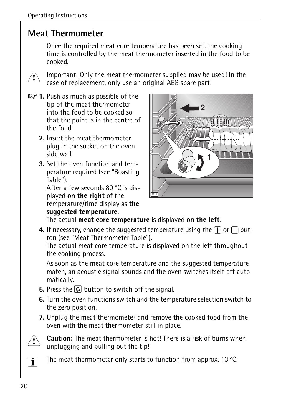 Meat thermometer | AEG COMPETENCE B 4130 User Manual | Page 20 / 52