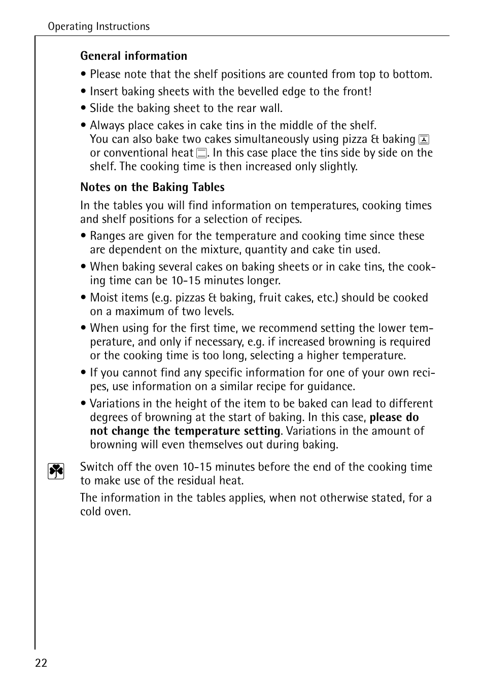 AEG COMPETENCE B 4130 User Manual | Page 22 / 52
