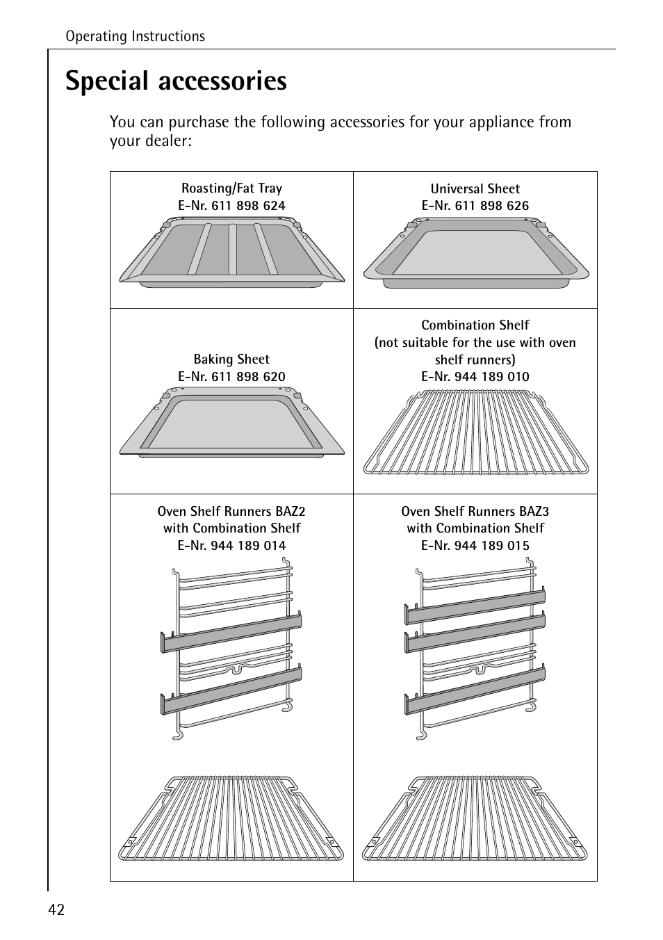 Special accessories | AEG COMPETENCE B 4130 User Manual | Page 42 / 52