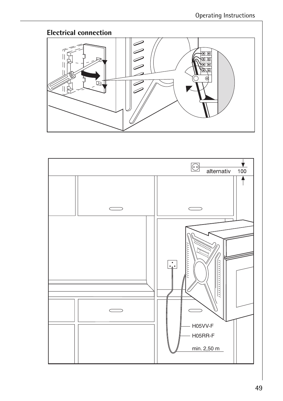 49 electrical connection | AEG COMPETENCE B 4130 User Manual | Page 49 / 52