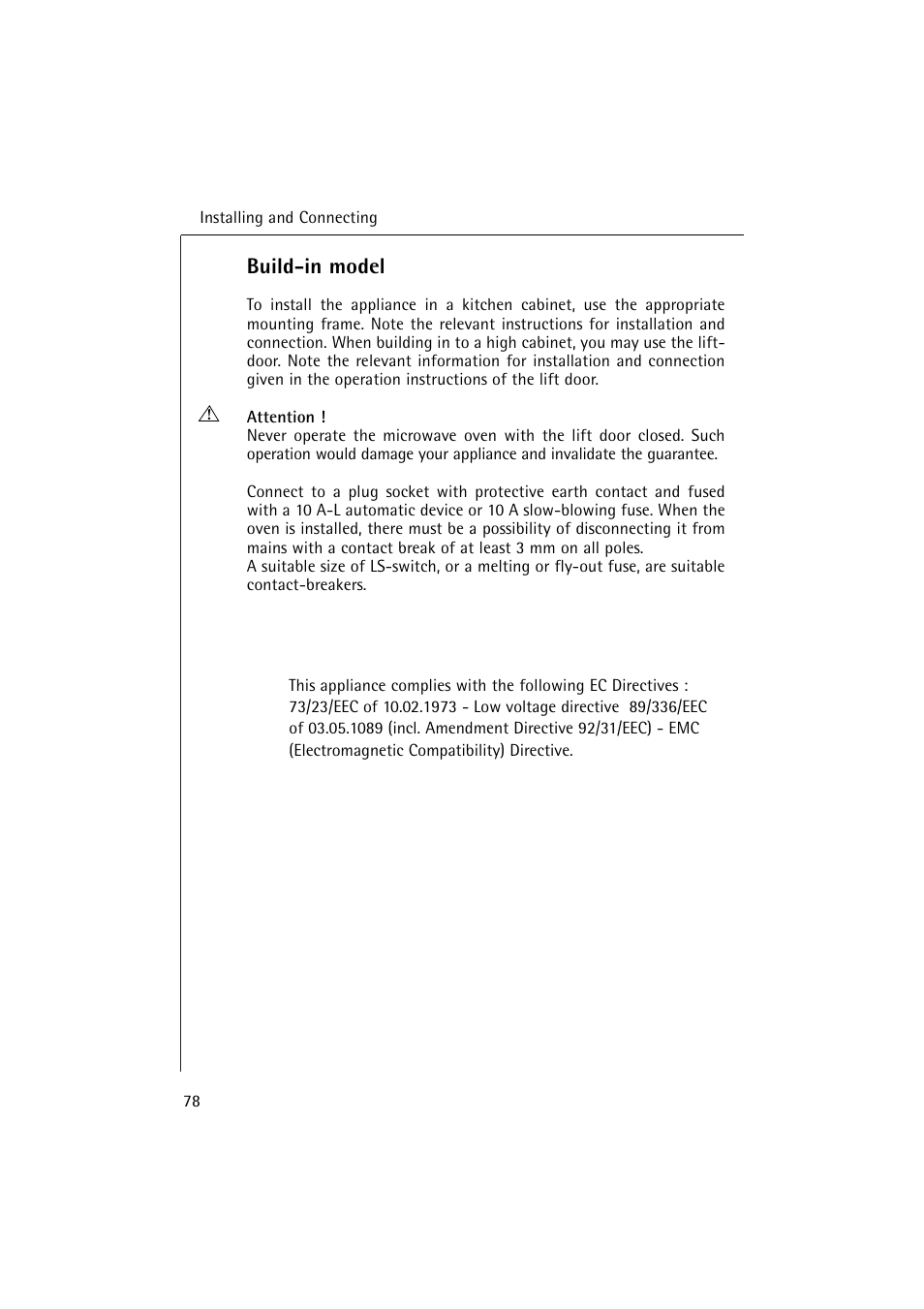 Build-in model | AEG MICROMAT 1231 E User Manual | Page 10 / 33