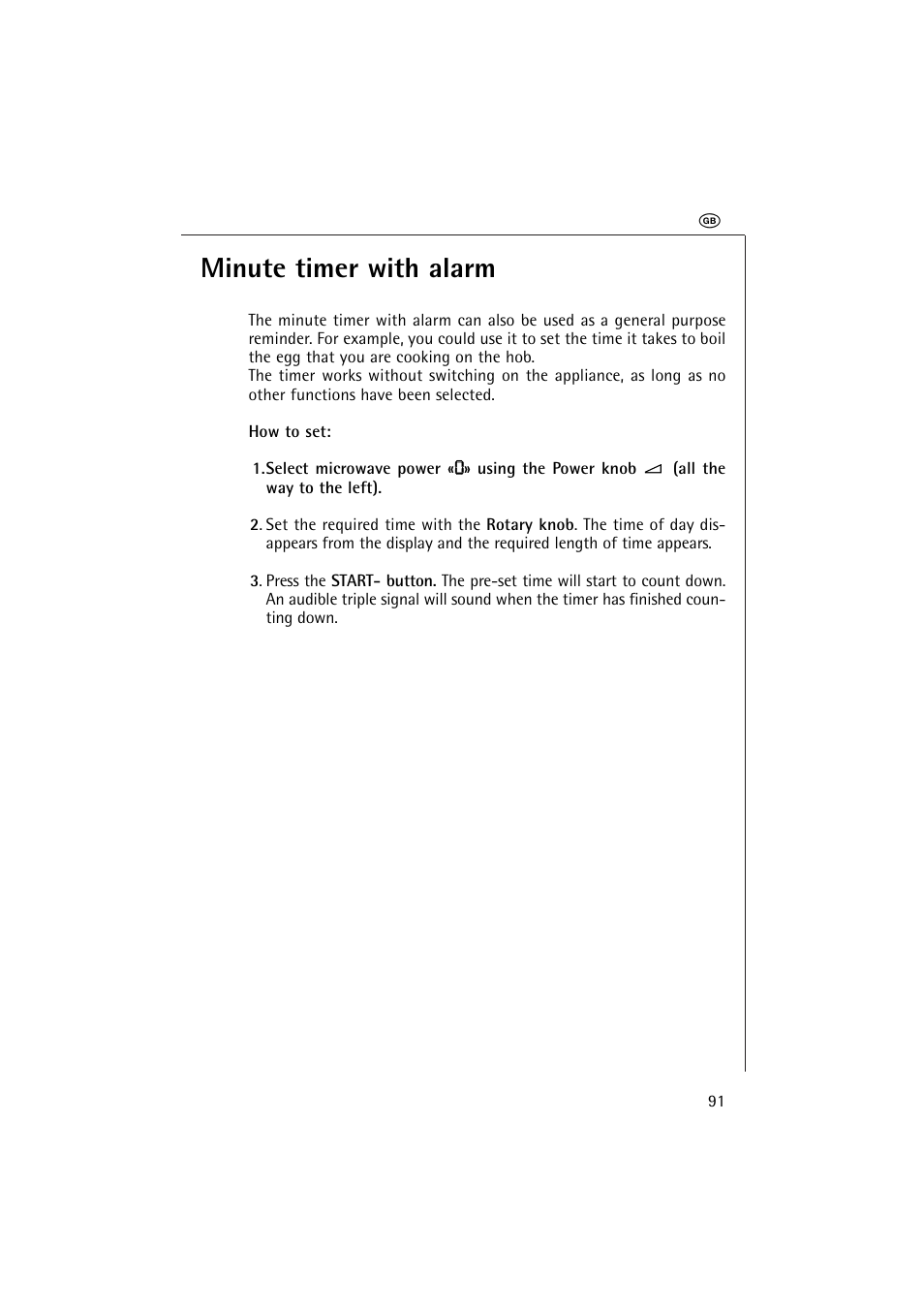 Minute timer with alarm | AEG MICROMAT 1231 E User Manual | Page 23 / 33