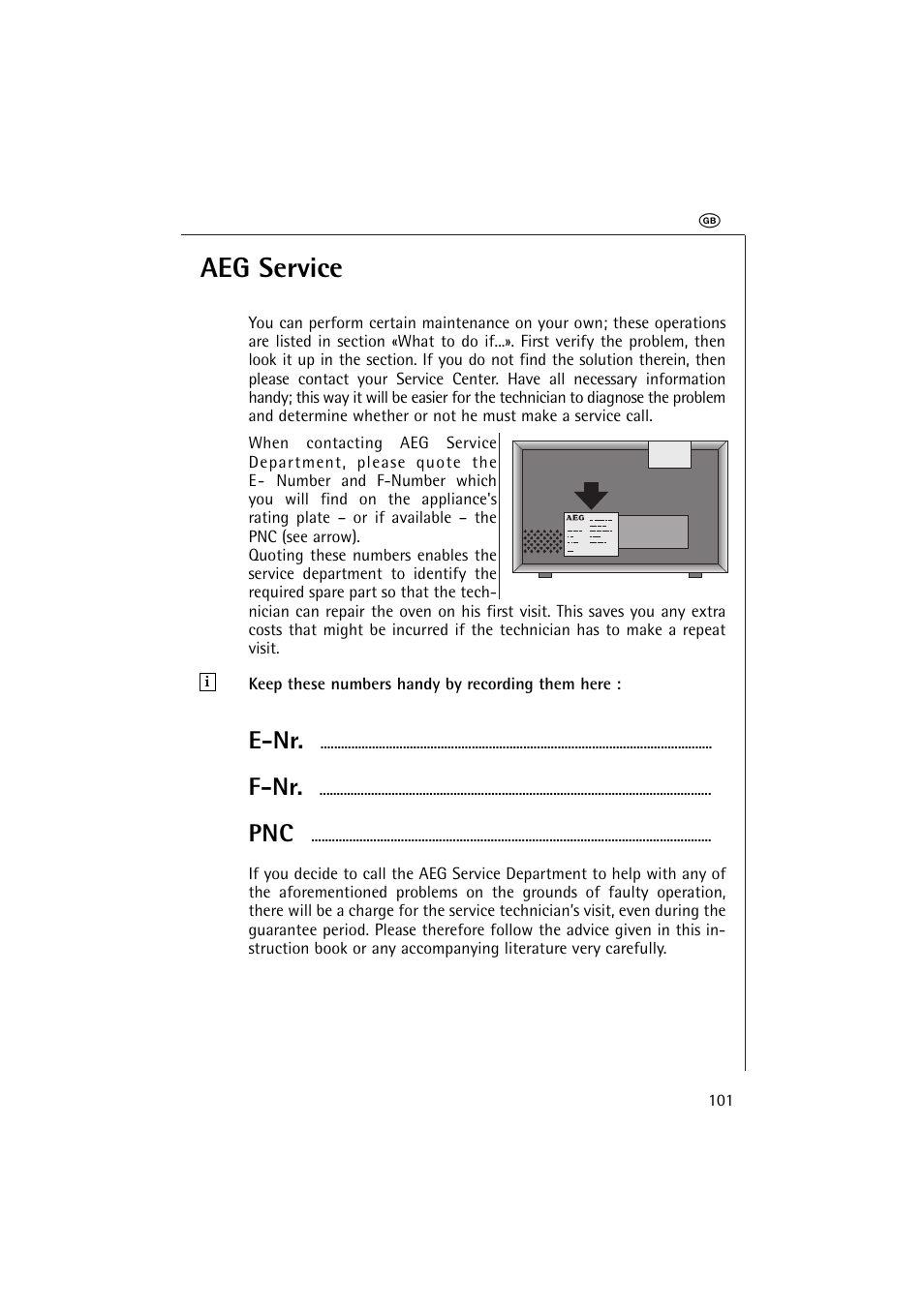 Aeg service, E-nr, F-nr | AEG MICROMAT 1231 E User Manual | Page 33 / 33