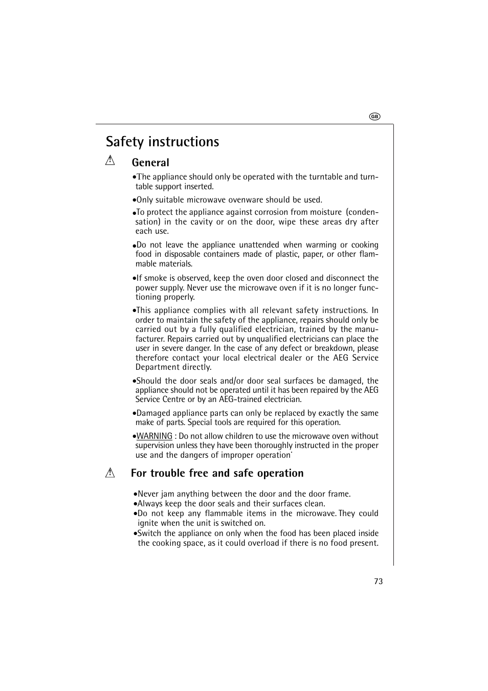Safety instructions, General, For trouble free and safe operation | AEG MICROMAT 1231 E User Manual | Page 5 / 33