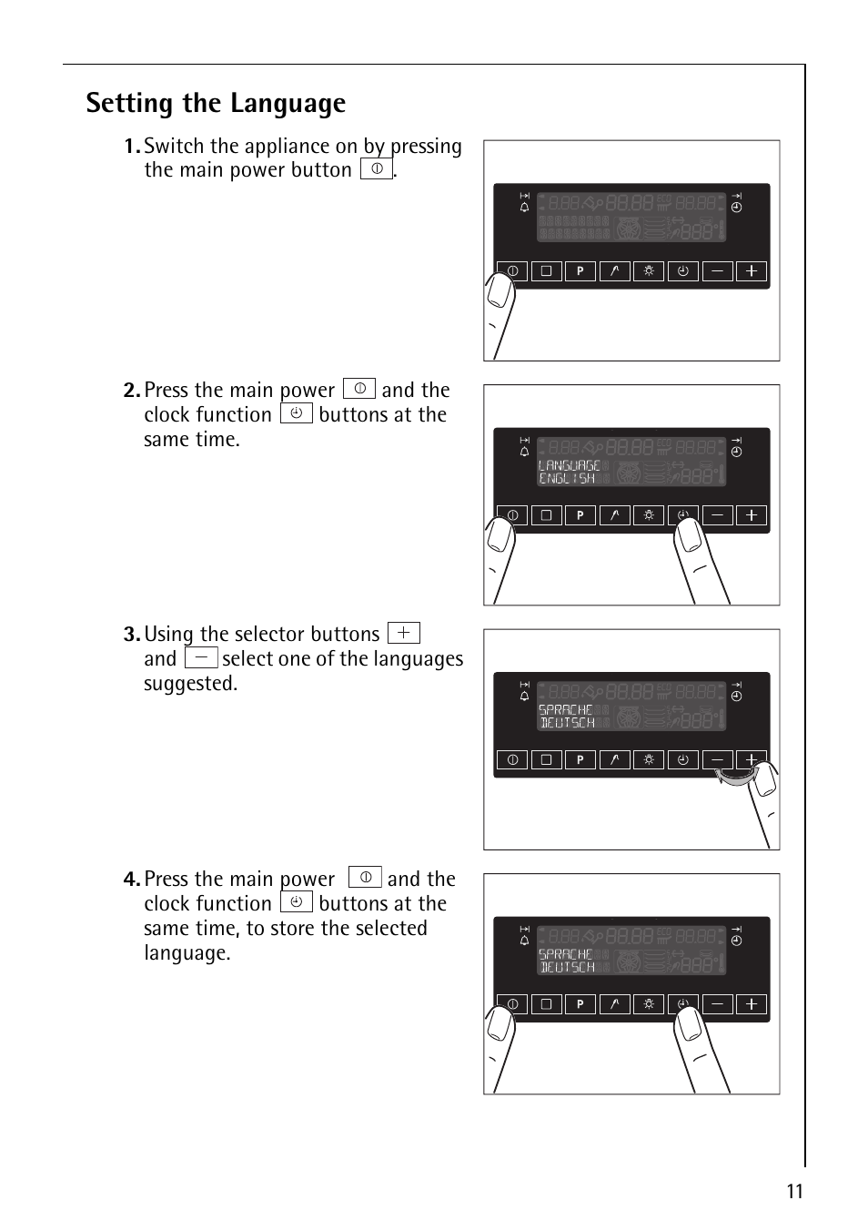Setting the language | AEG COMPETENCE B8920-1 User Manual | Page 11 / 84