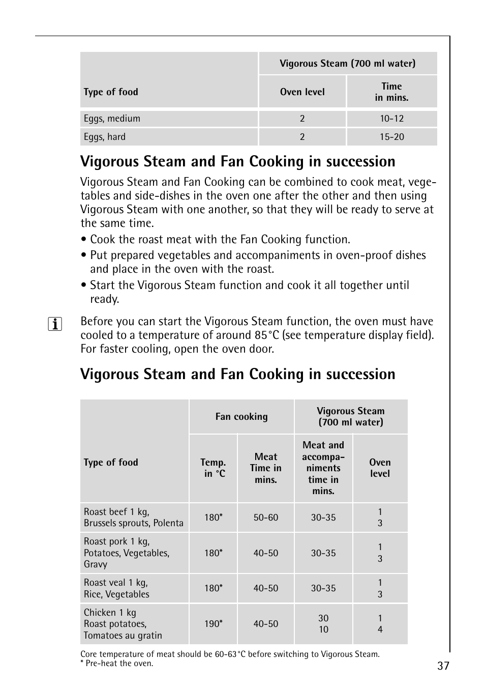 Vigorous steam and fan cooking in succession | AEG COMPETENCE B8920-1 User Manual | Page 37 / 84
