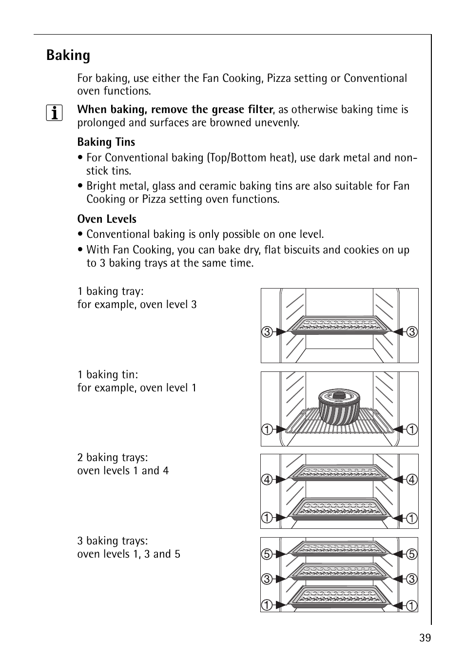 Baking | AEG COMPETENCE B8920-1 User Manual | Page 39 / 84
