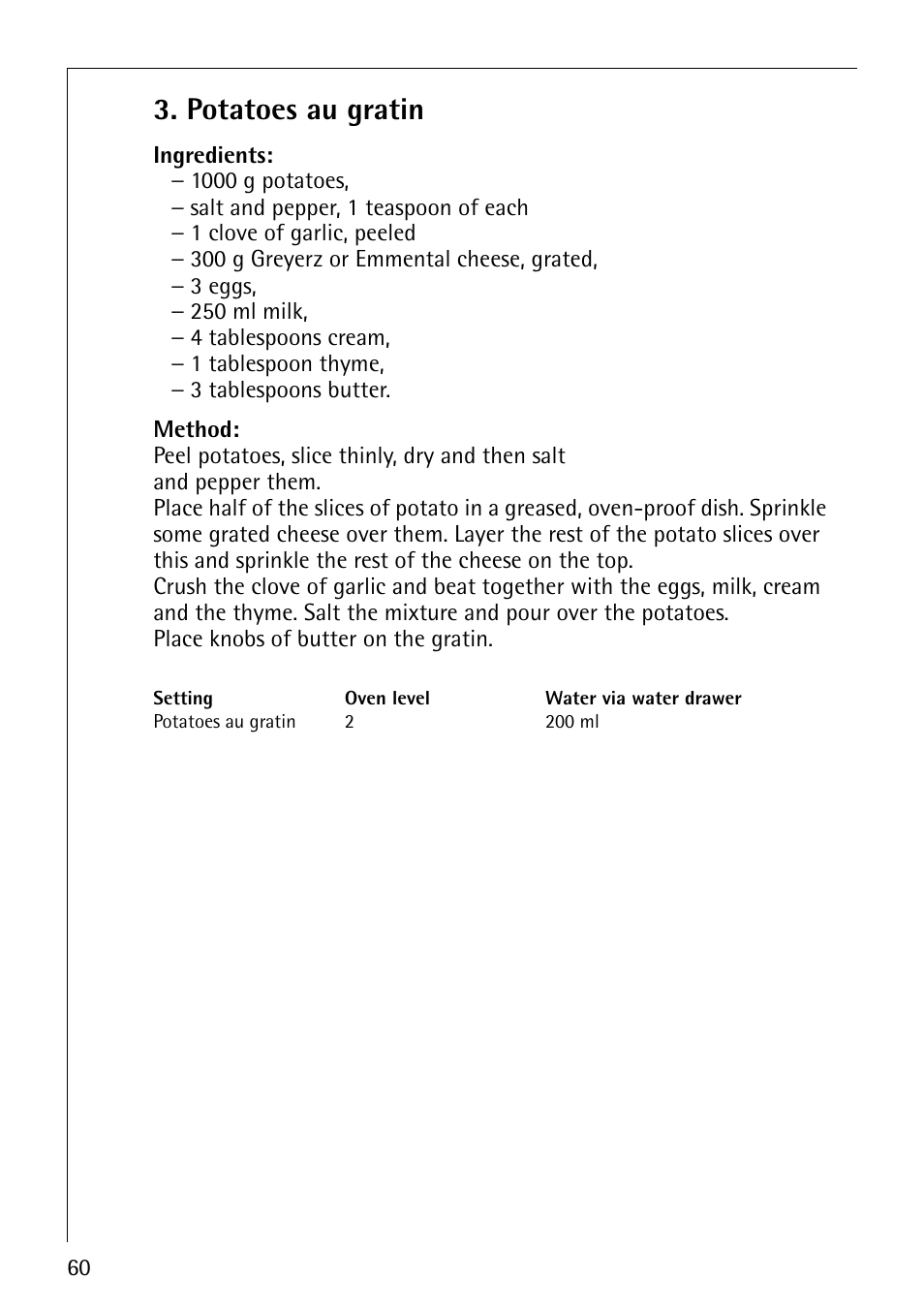 Potatoes au gratin | AEG COMPETENCE B8920-1 User Manual | Page 60 / 84