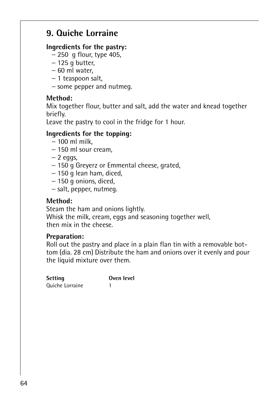 Quiche lorraine | AEG COMPETENCE B8920-1 User Manual | Page 64 / 84