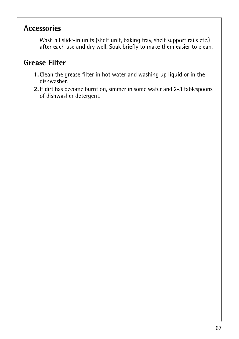 Accessories, Grease filter | AEG COMPETENCE B8920-1 User Manual | Page 67 / 84
