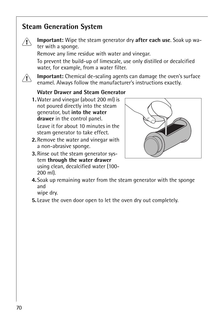 Steam generation system | AEG COMPETENCE B8920-1 User Manual | Page 70 / 84