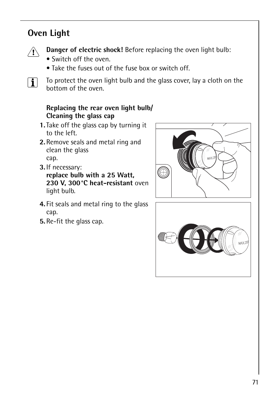 Oven light | AEG COMPETENCE B8920-1 User Manual | Page 71 / 84