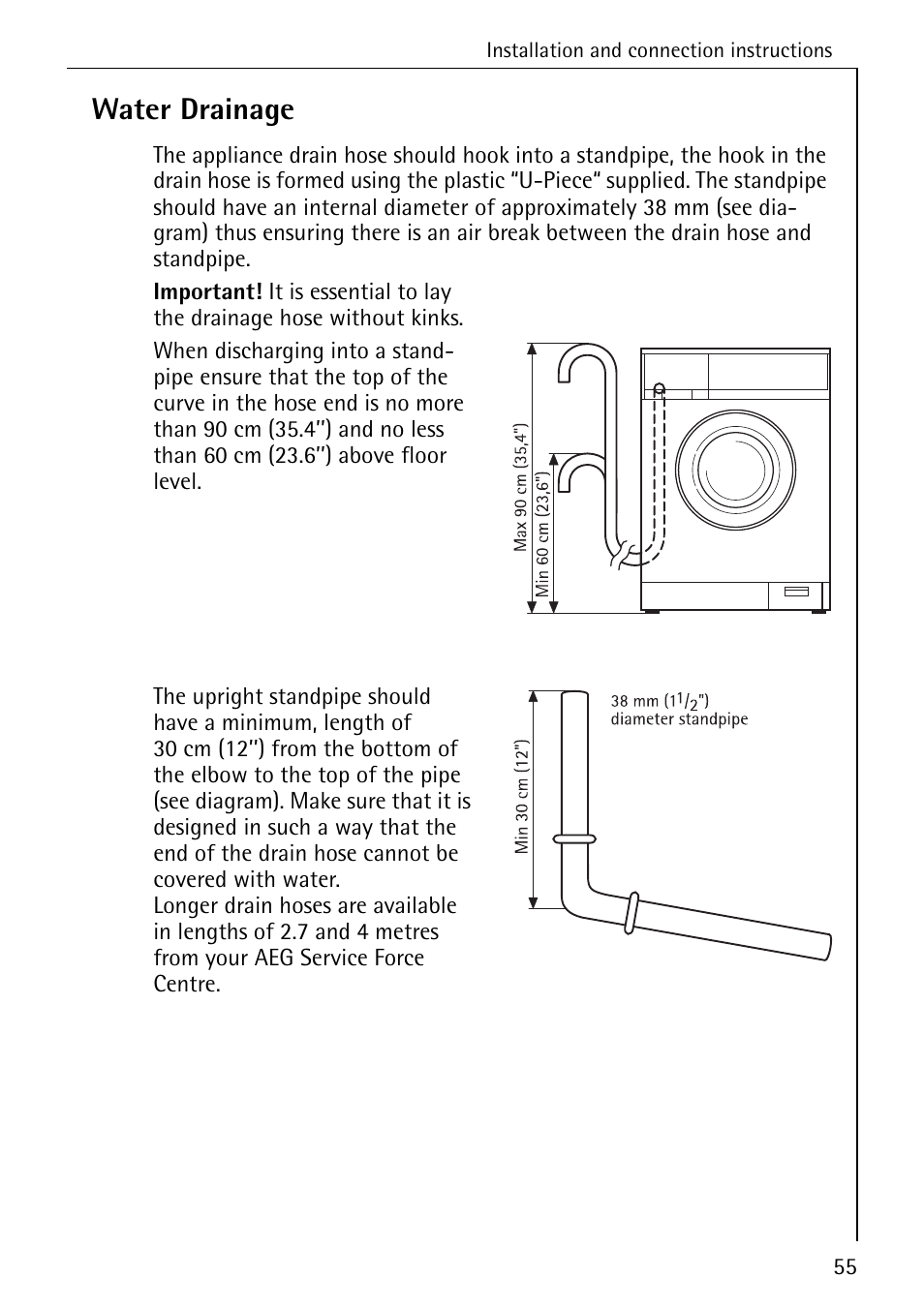 Water drainage | AEG KO-LAVAMAT 88840 User Manual | Page 55 / 64