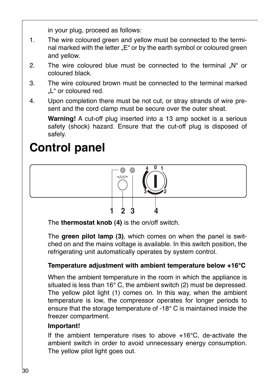 Control panel | AEG OKO-SANTO 2642-6 KG User Manual | Page 11 / 22