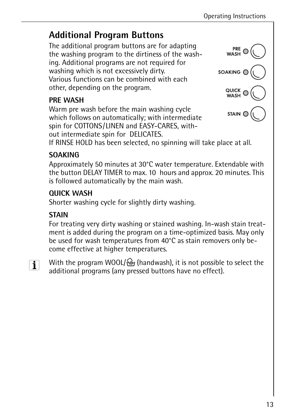 Additional program buttons | AEG KO-LAMAVAT 76730 User Manual | Page 13 / 56