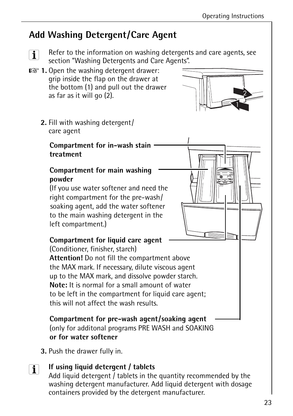 Add washing detergent/care agent | AEG KO-LAMAVAT 76730 User Manual | Page 23 / 56