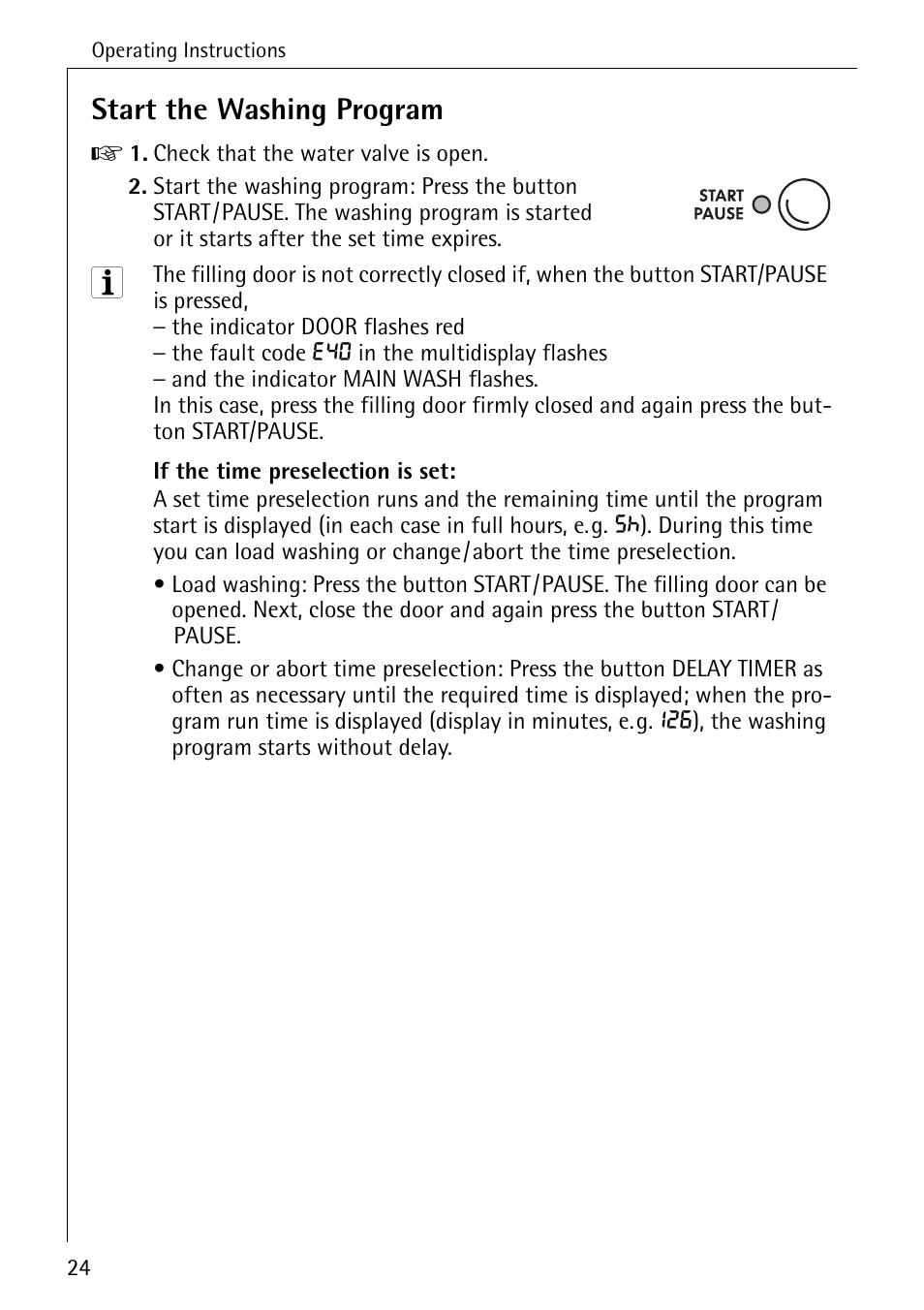 Start the washing program | AEG KO-LAMAVAT 76730 User Manual | Page 24 / 56