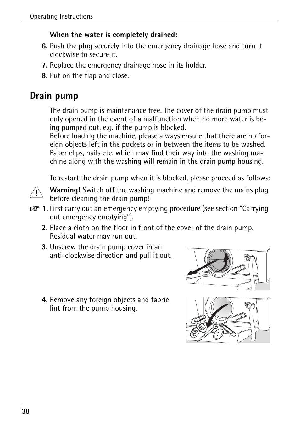 Drain pump | AEG KO-LAMAVAT 76730 User Manual | Page 38 / 56