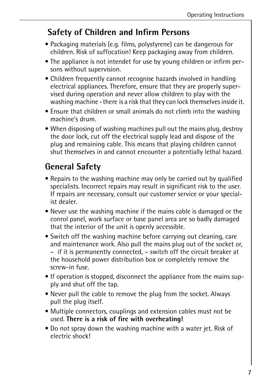 Safety of children and infirm persons, General safety | AEG KO-LAMAVAT 76730 User Manual | Page 7 / 56