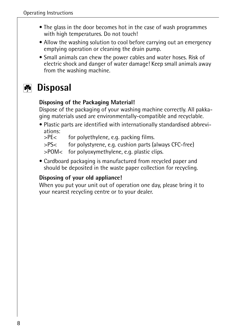 Disposal | AEG KO-LAMAVAT 76730 User Manual | Page 8 / 56
