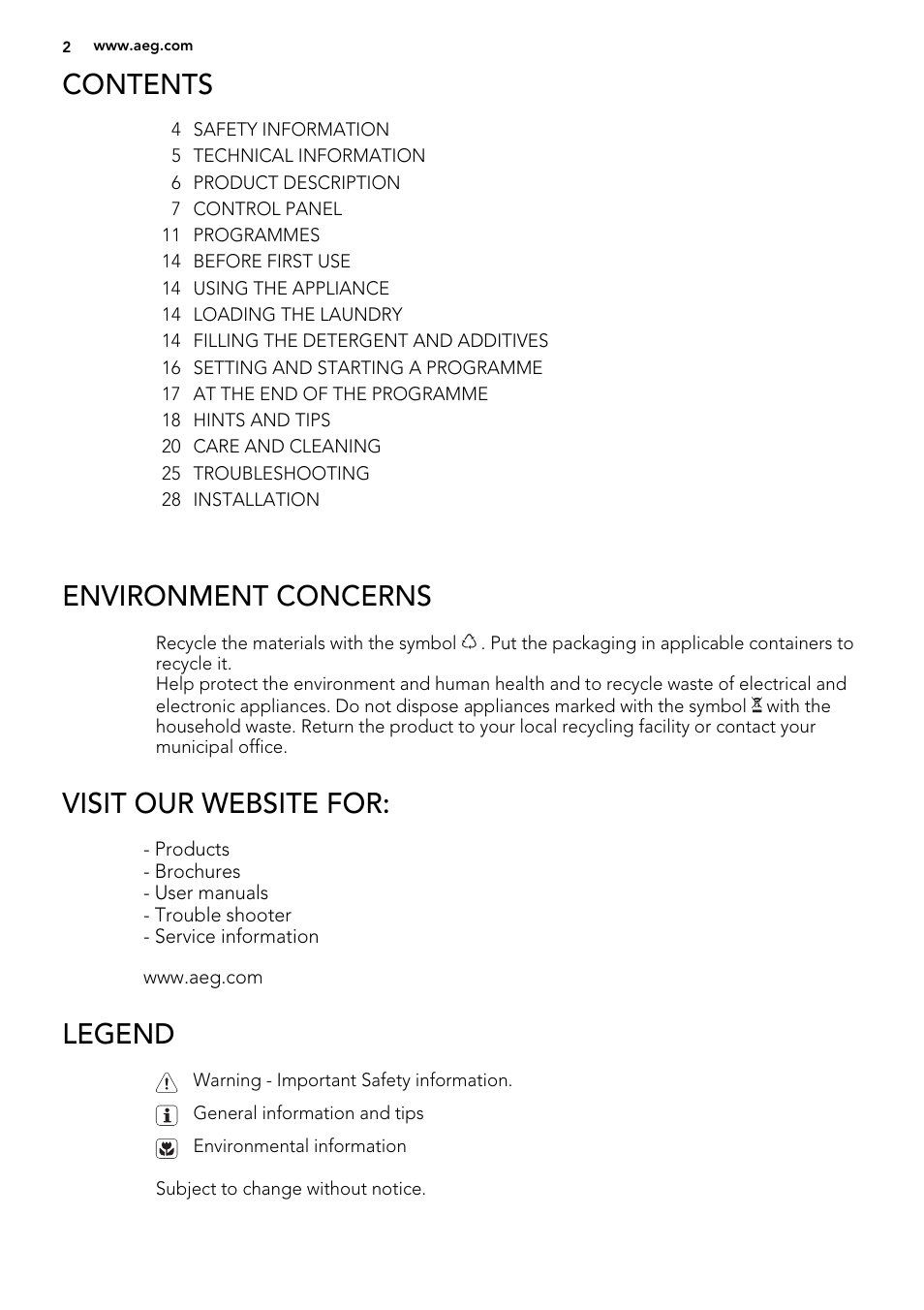 AEG L 70270 VFL User Manual | Page 2 / 36