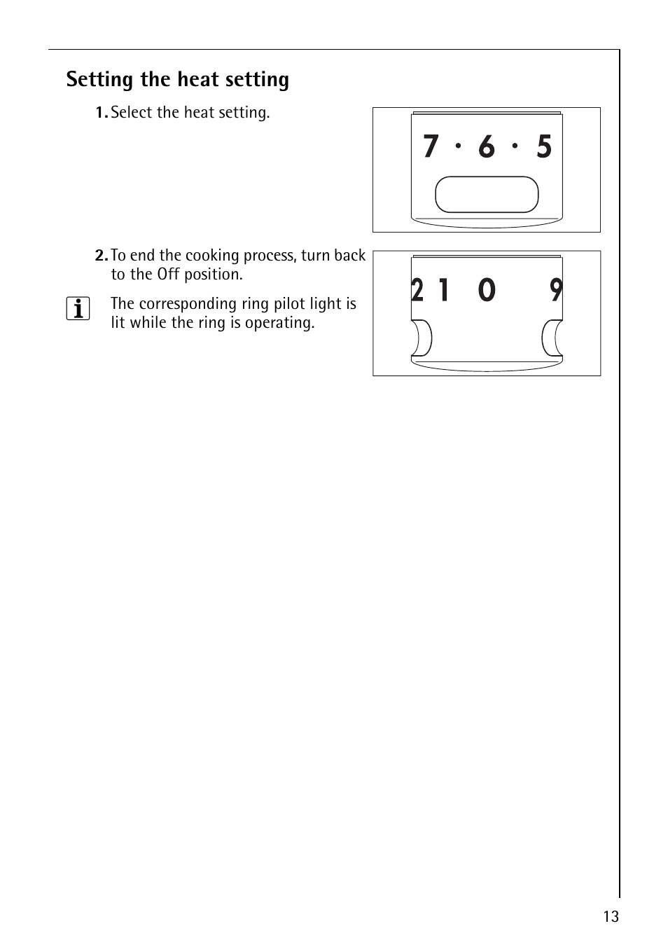 Setting the heat setting | AEG COMPETENCE E4101-4 User Manual | Page 13 / 48