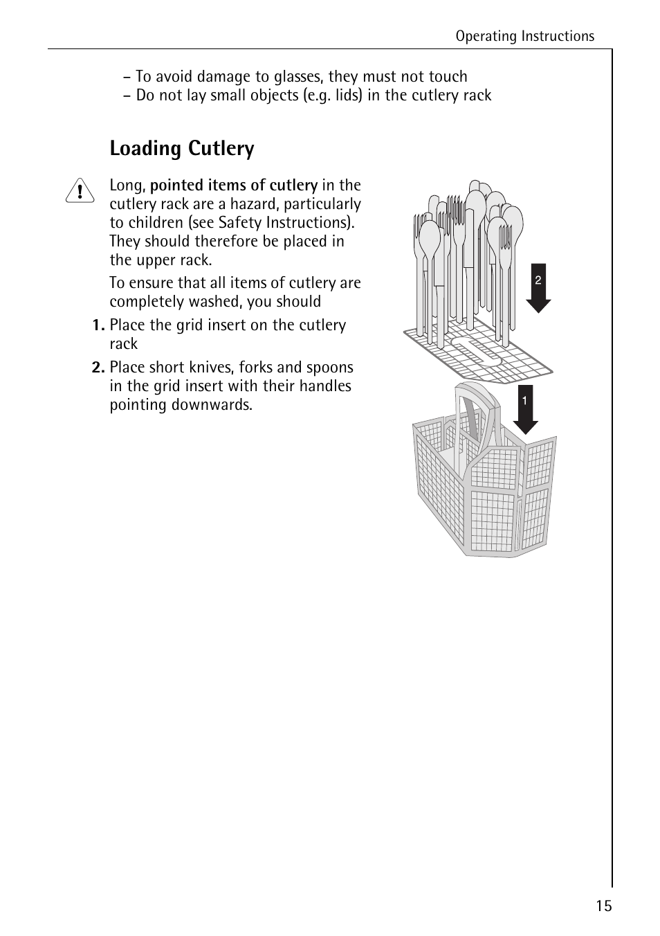 Loading cutlery | AEG FAVORIT 40360 I User Manual | Page 15 / 40