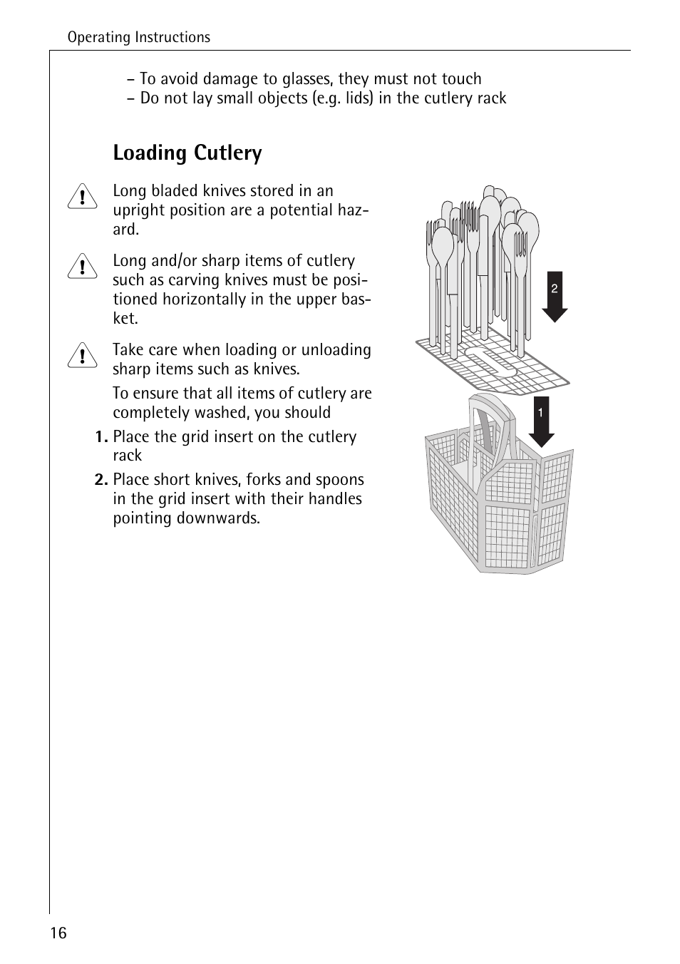 Loading cutlery | AEG FAVORIT 40660 I User Manual | Page 16 / 40