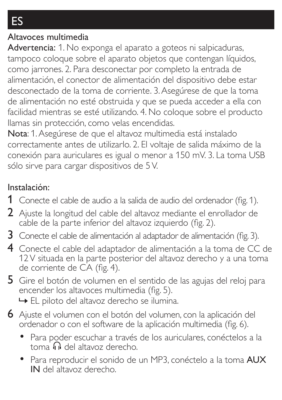 Philips Altavoces multimedia 2.0 User Manual | Page 4 / 9