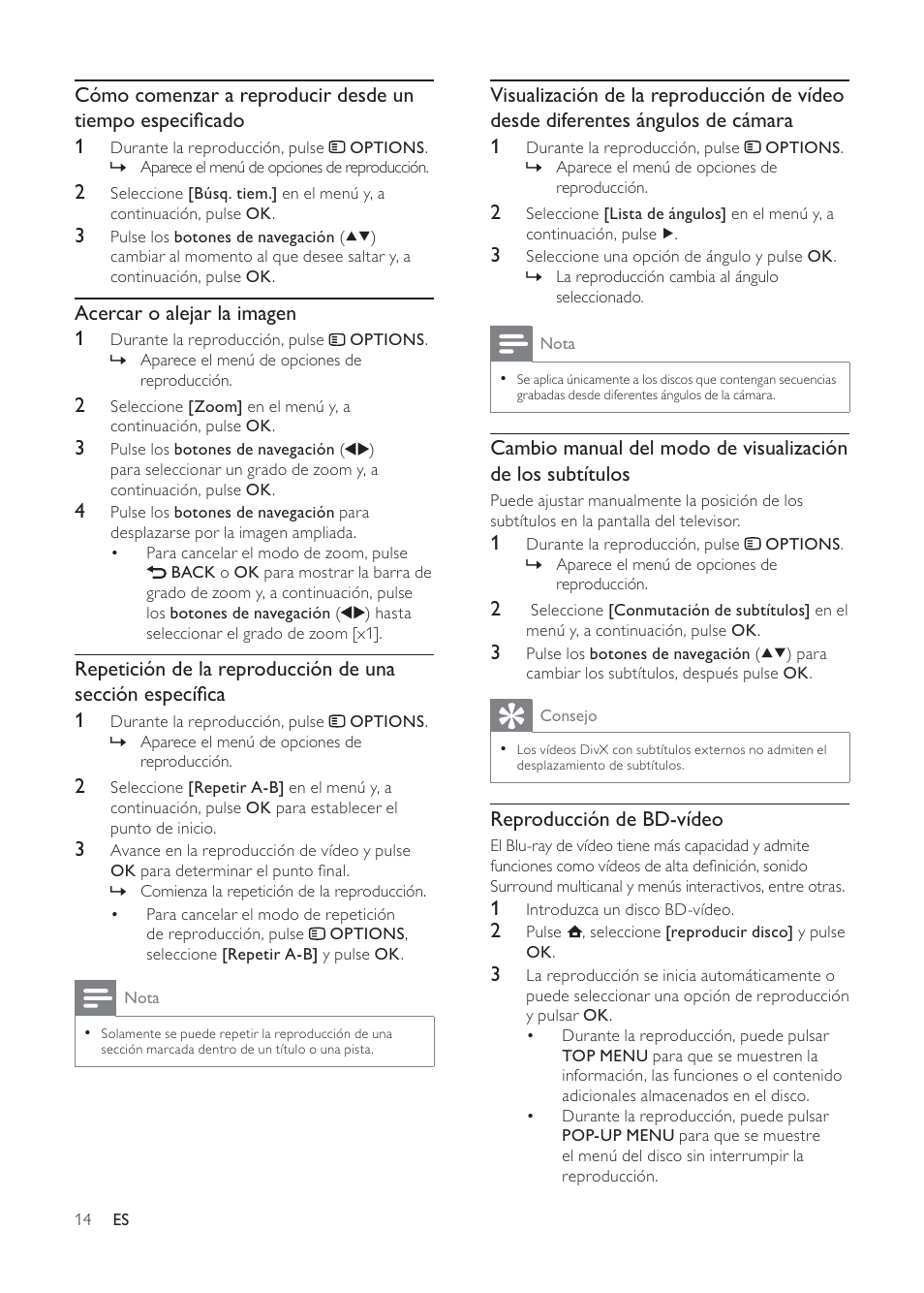 Philips 3000 series Reproductor de Blu-ray Disc User Manual | Page 14 / 48