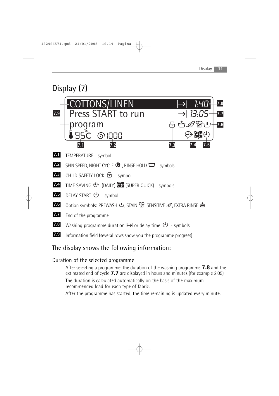 Display (7) | AEG LAVAMAT 86850 User Manual | Page 11 / 52