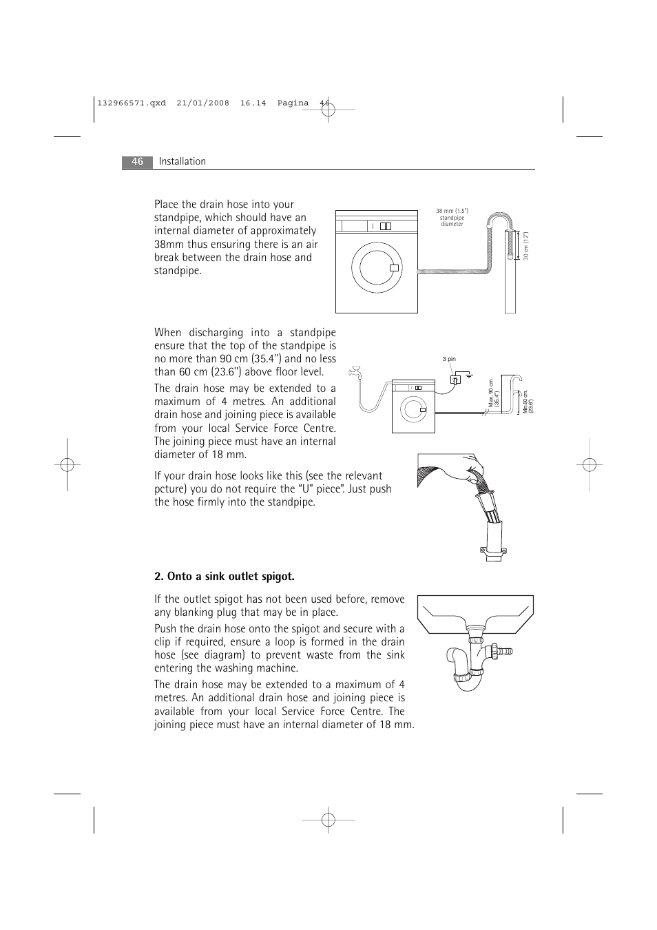 46 installation | AEG LAVAMAT 86850 User Manual | Page 46 / 52