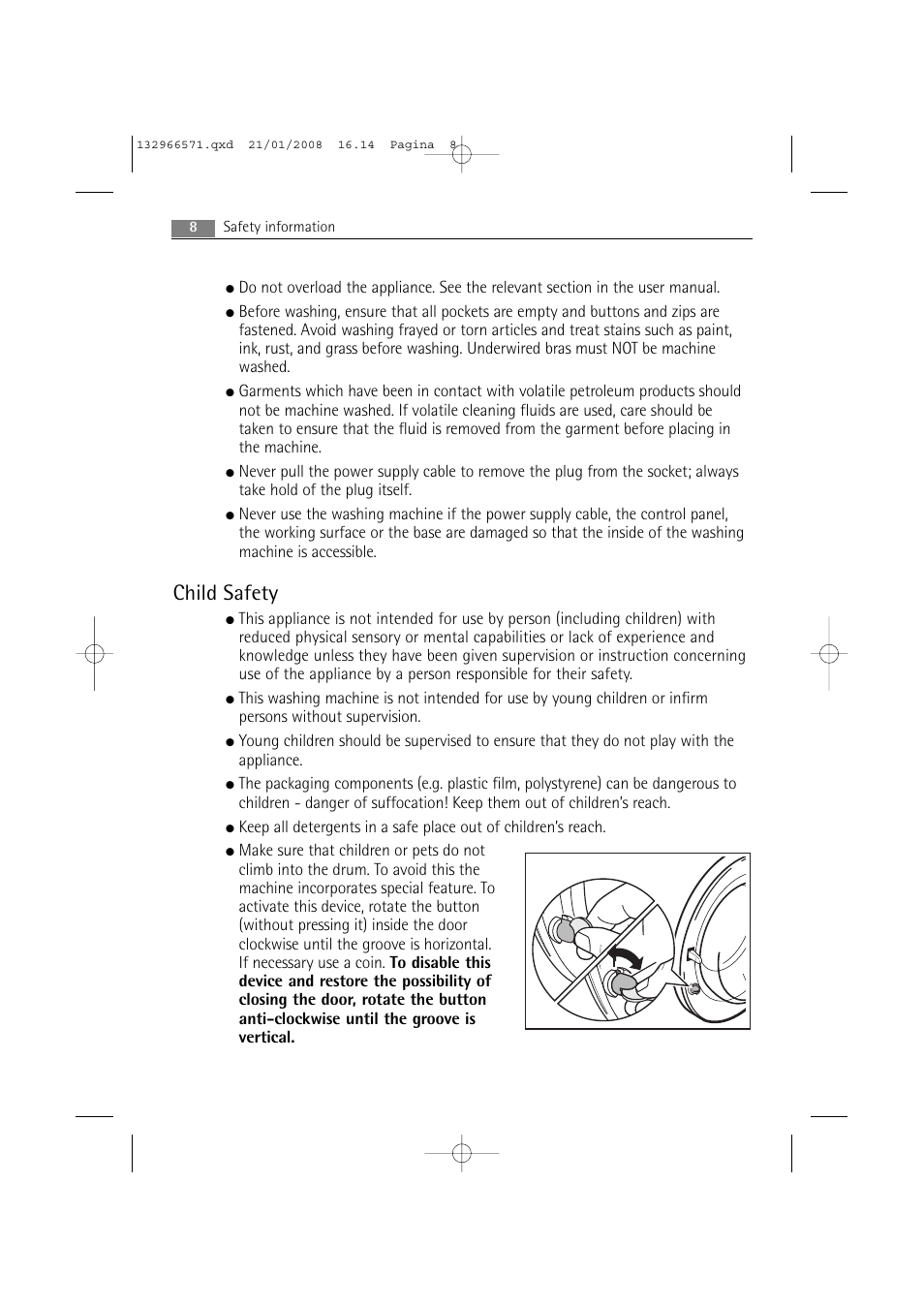 Child safety | AEG LAVAMAT 86850 User Manual | Page 8 / 52