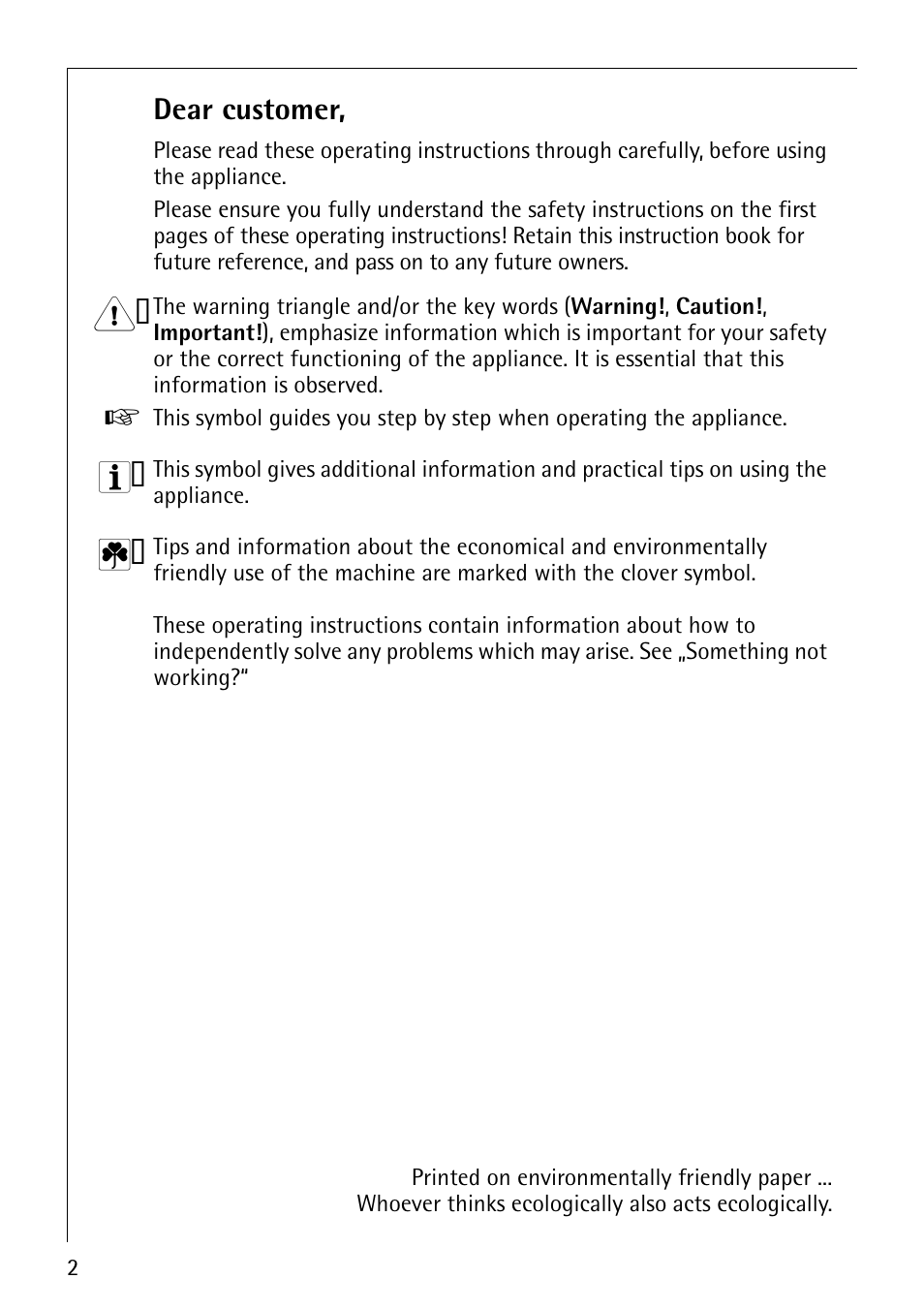 Dear customer | AEG LAVATHERM T300 User Manual | Page 2 / 32