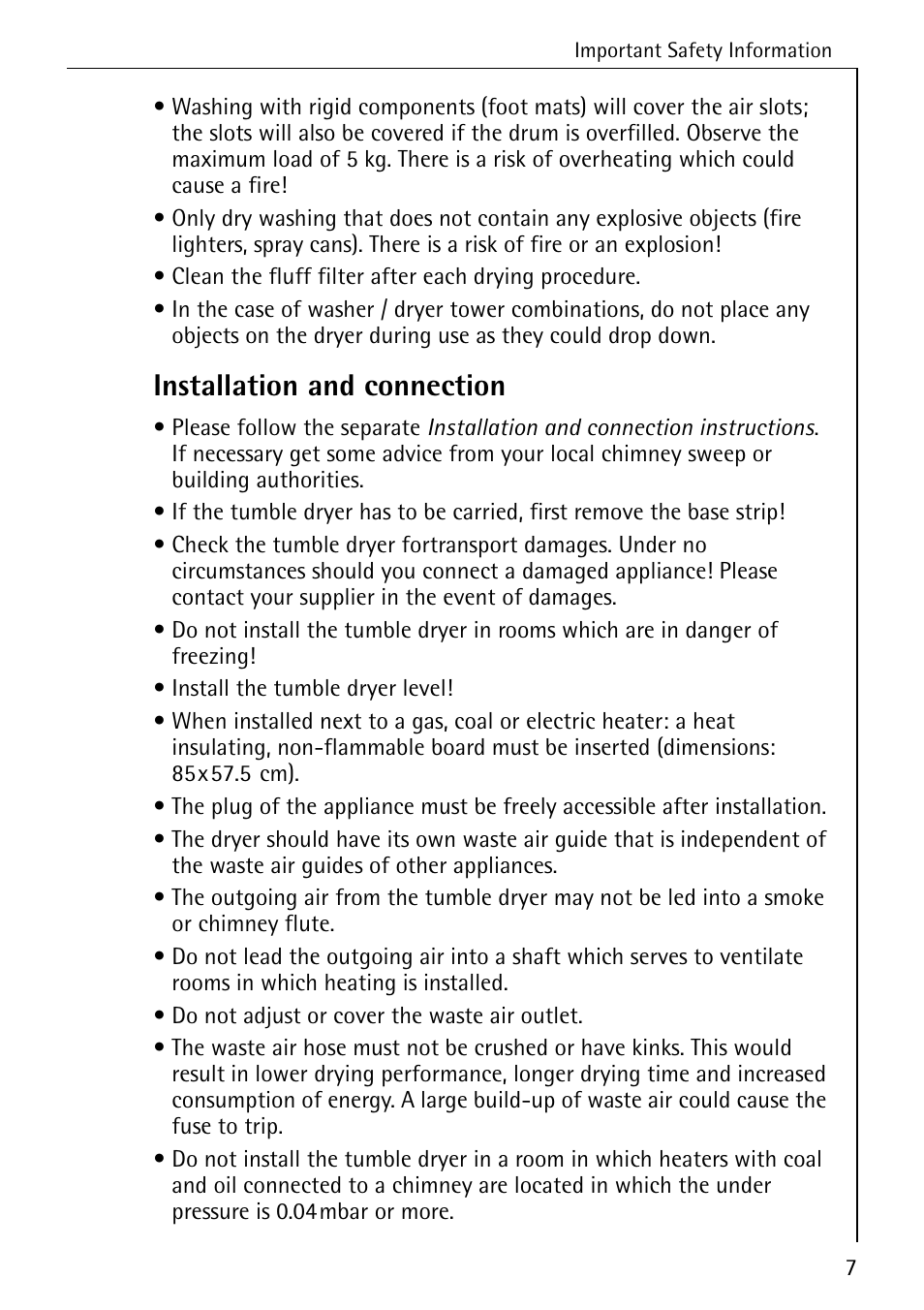 Installation and connection | AEG LAVATHERM T300 User Manual | Page 7 / 32