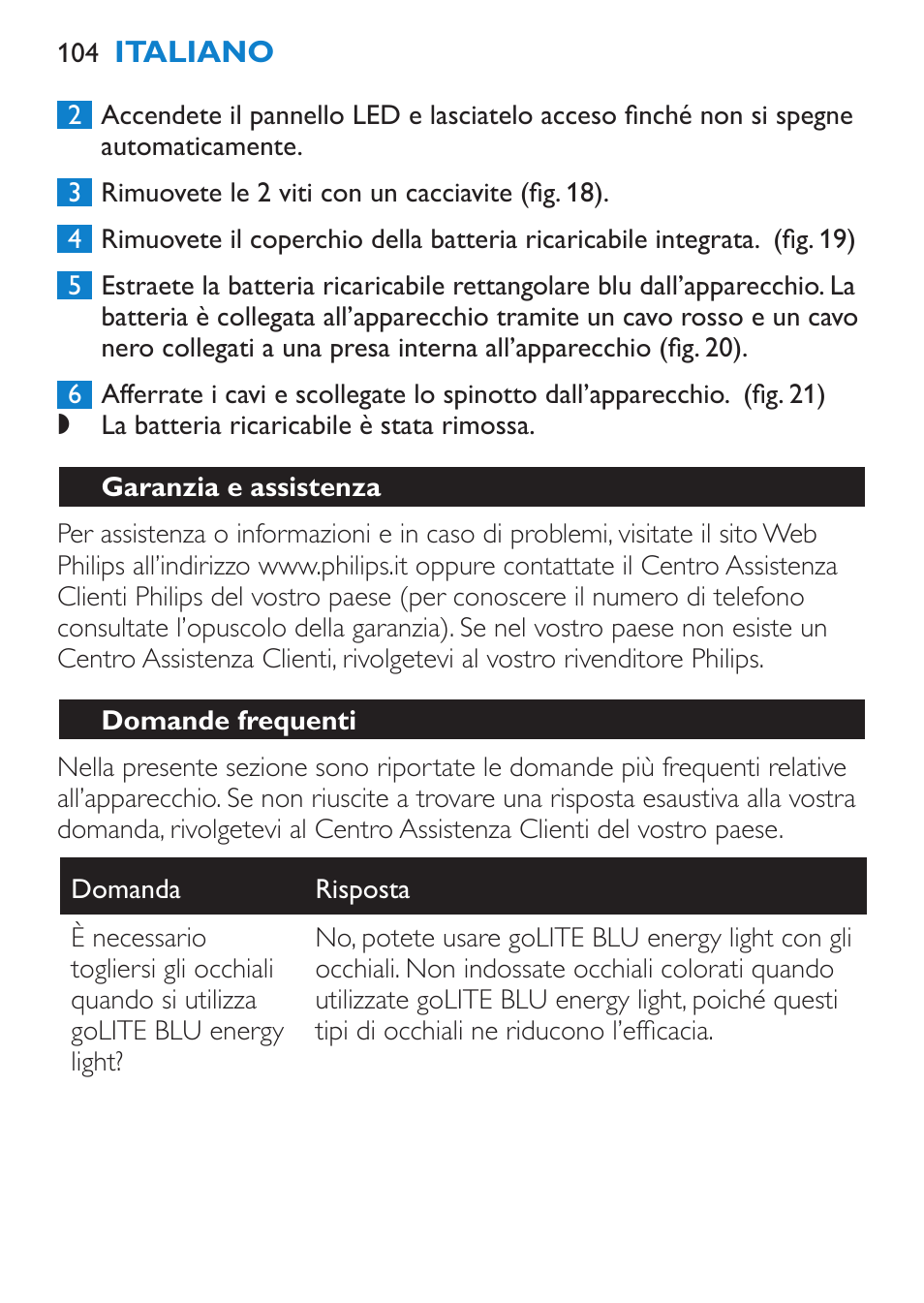 Philips goLITE BLU luz de energía User Manual | Page 104 / 136