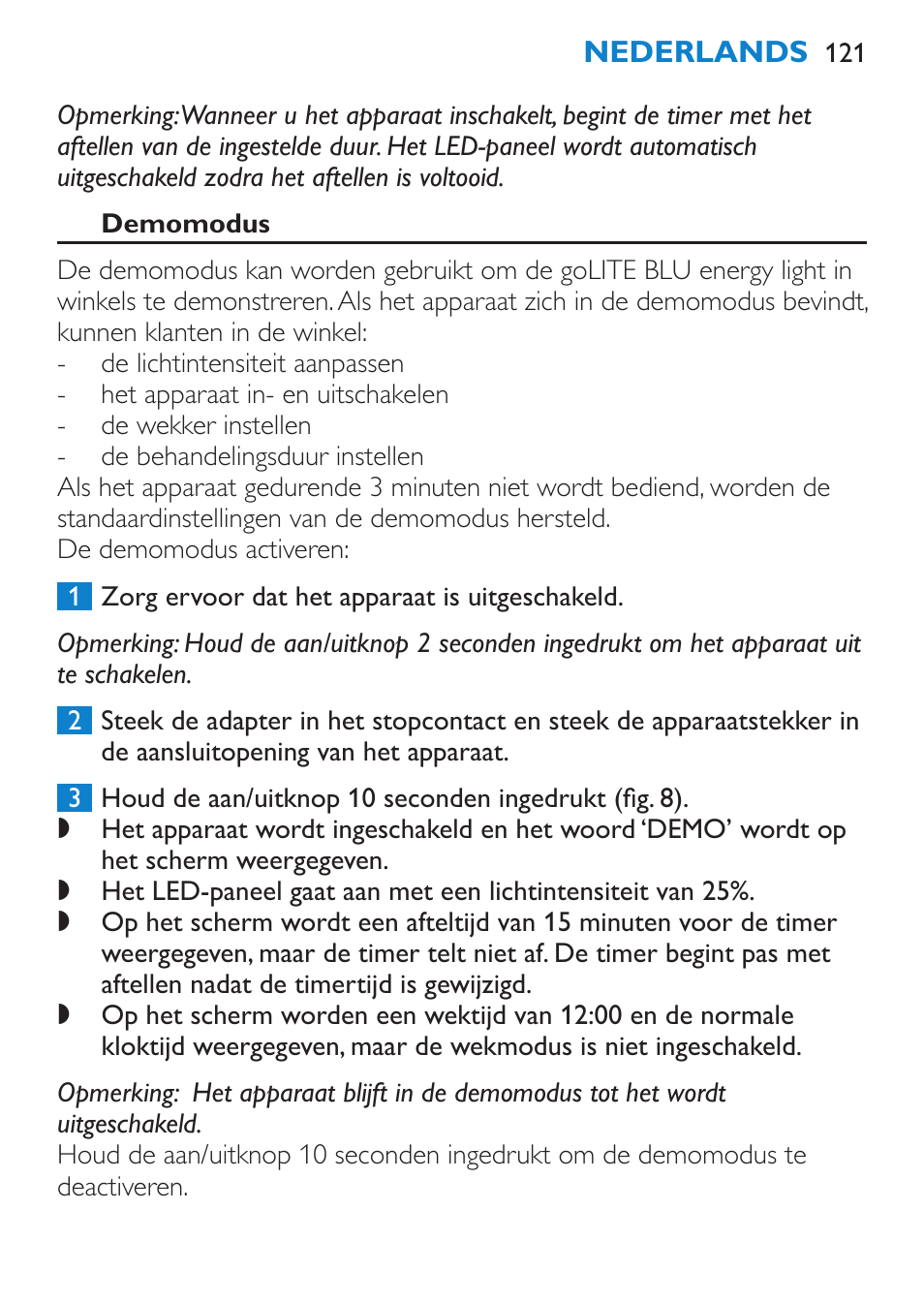 Philips goLITE BLU luz de energía User Manual | Page 121 / 136